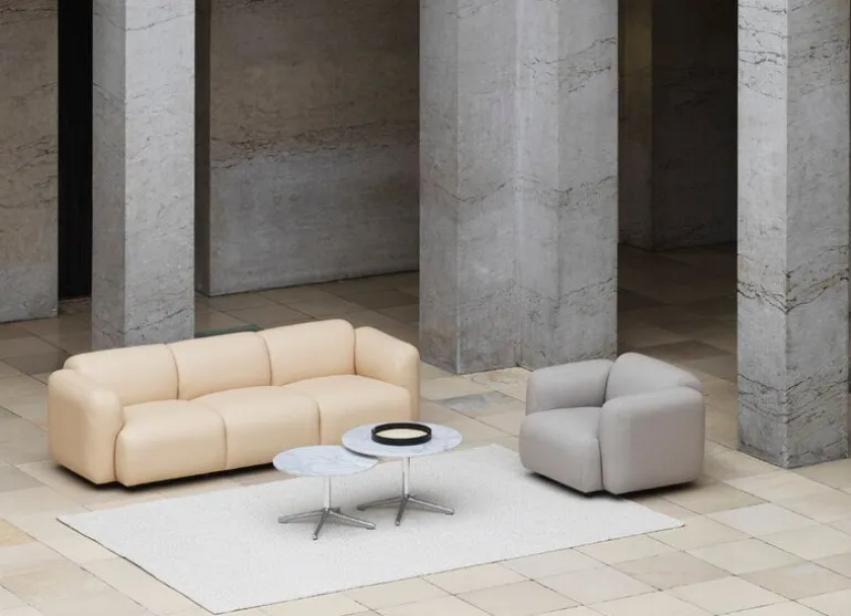 Normann Copenhagen Lunar coffee table, 70 cm, aluminium - white marble