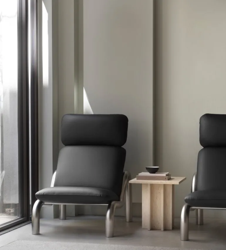 Normann Copenhagen Tube lounge chair, black Ultra leather