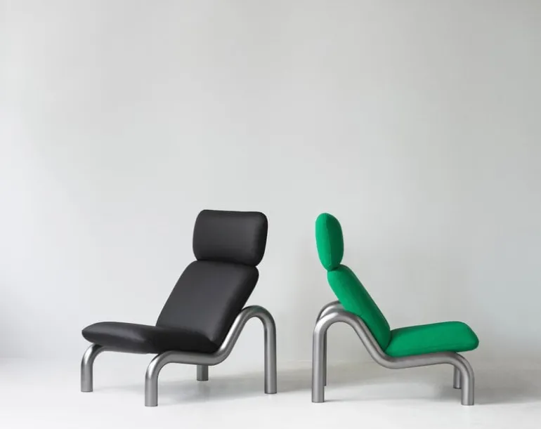 Normann Copenhagen Tube lounge chair, black Ultra leather