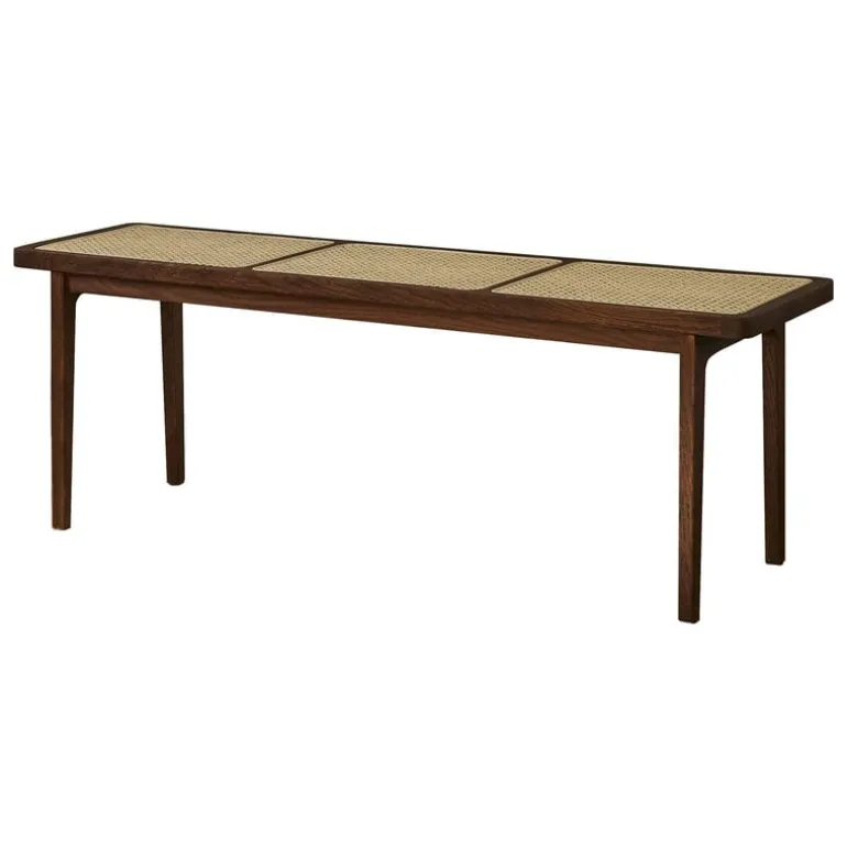 NORR11 Le Roi bench, dark smoked ash - rattan