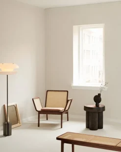 NORR11 Le Roi bench, dark smoked ash - rattan