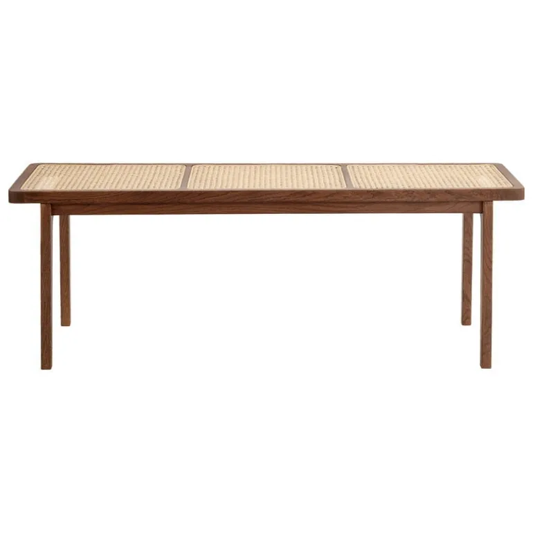 NORR11 Le Roi bench, dark smoked ash - rattan