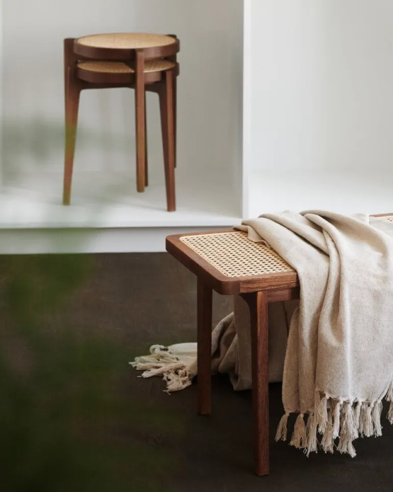 NORR11 Le Roi bench, dark smoked ash - rattan