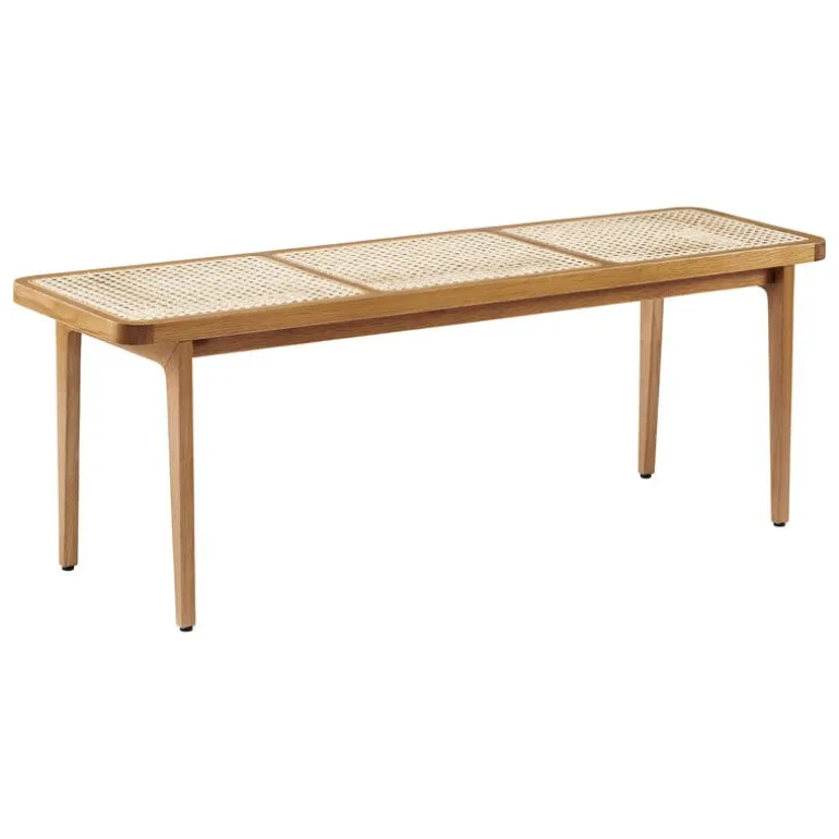 NORR11 Le Roi bench, oak stained ash - rattan