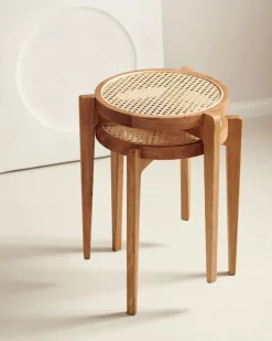 NORR11 Le Roi side table, oak stained ash - rattan