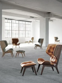 NORR11 Mammoth ottoman, dark smoked oak - Dunes Camel 21004 leather