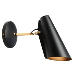 Northern Birdy wall lamp, black - brass