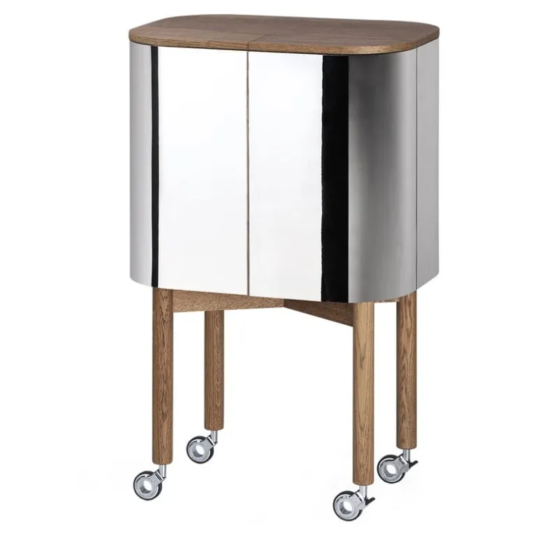 Northern Loud bar cabinet, smoked oak - aluminium