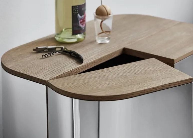 Northern Loud bar cabinet, smoked oak - aluminium