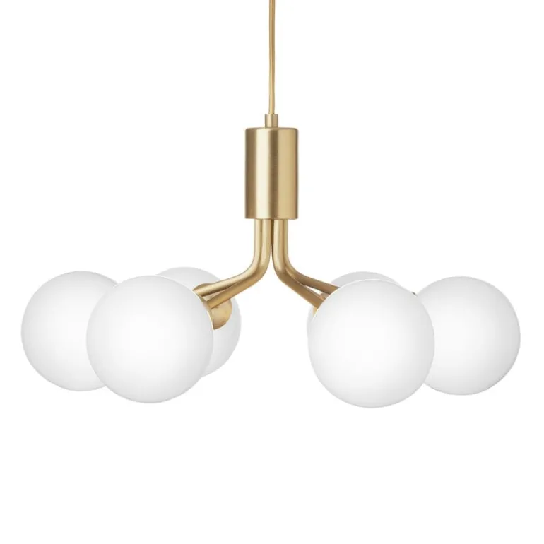 Nuura Apiales 6 pendant, brushed brass - opal white