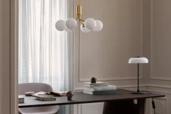 Nuura Apiales 6 pendant, brushed brass - opal white