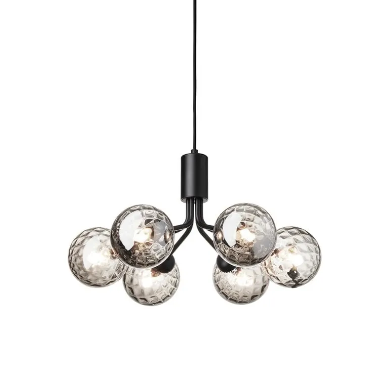 Nuura Apiales 6 pendant, satin black - optic smoked