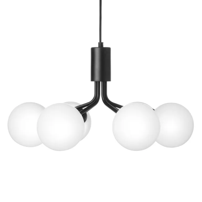 Nuura Apiales 6 pendant, satin black - opal white