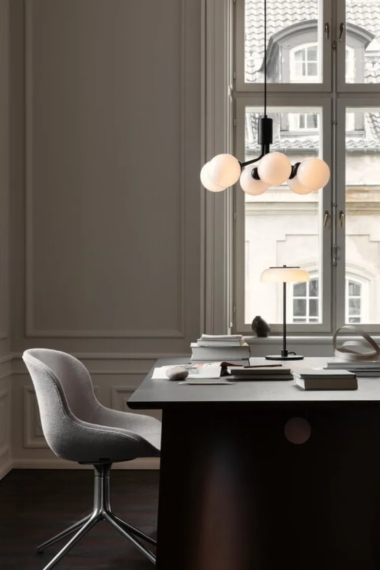 Nuura Apiales 6 pendant, satin black - opal white