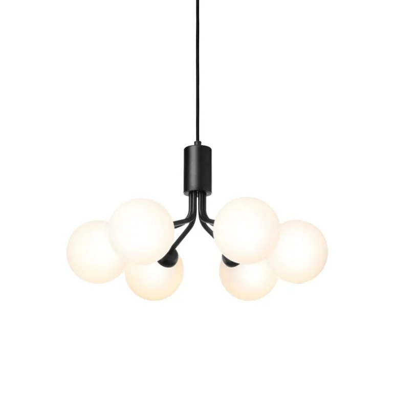 Nuura Apiales 6 pendant, satin black - opal white