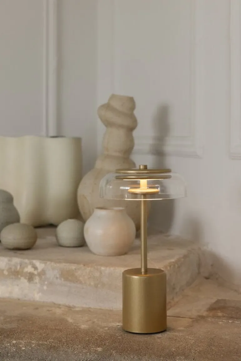 Nuura Blossi Mini portable table lamp, Nordic gold - clear