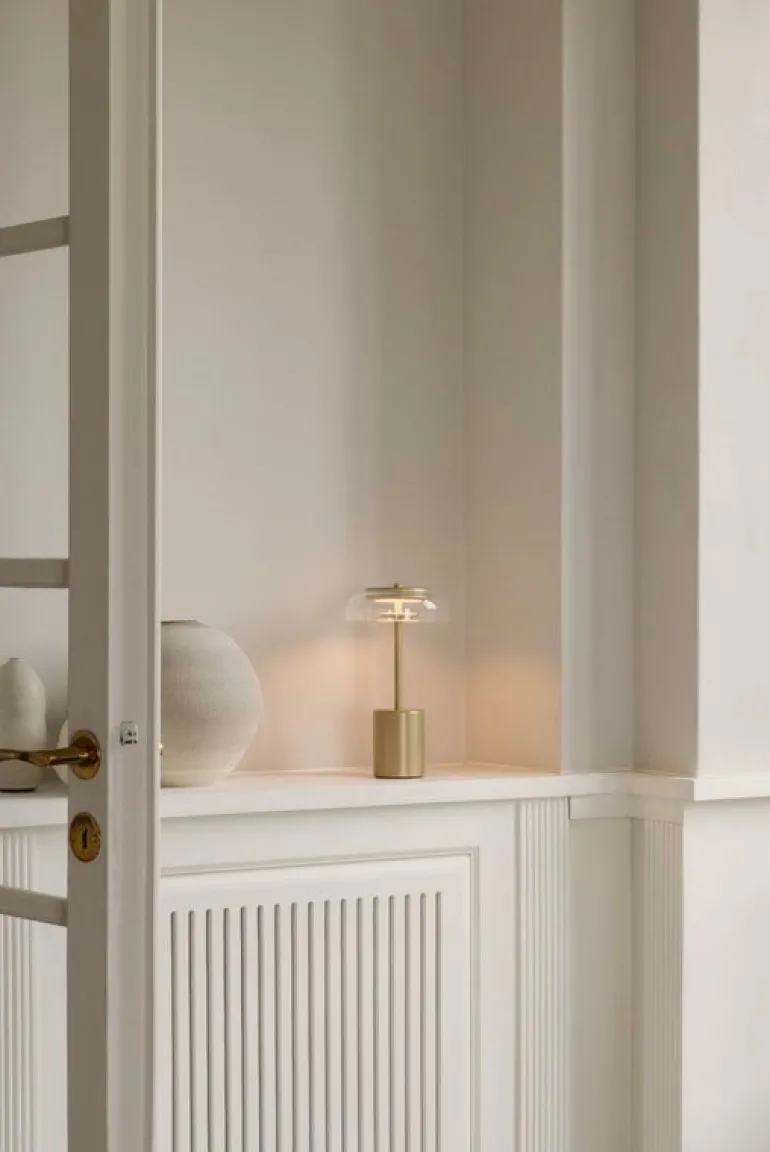 Nuura Blossi Mini portable table lamp, Nordic gold - clear