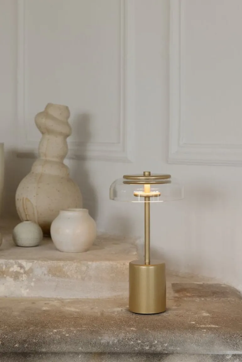 Nuura Blossi Mini portable table lamp, Nordic gold - clear