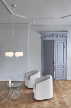 Nuura Miira 6 Circular pendant, brass - opal white