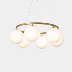 Nuura Miira 6 Circular pendant, brass - opal white