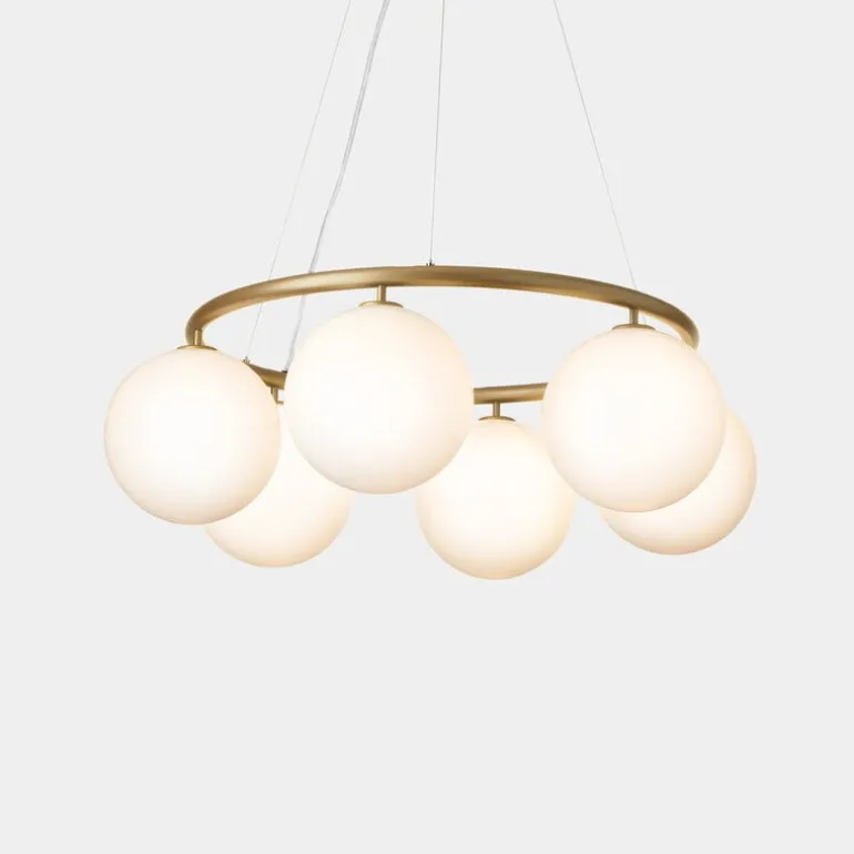 Nuura Miira 6 Circular pendant, brass - opal white