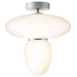 Nuura Rizzatto 42 ceiling lamp, satin silver - opal white