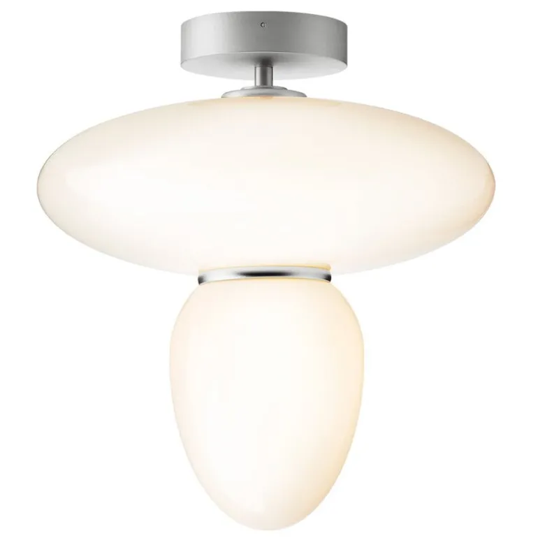 Nuura Rizzatto 42 ceiling lamp, satin silver - opal white