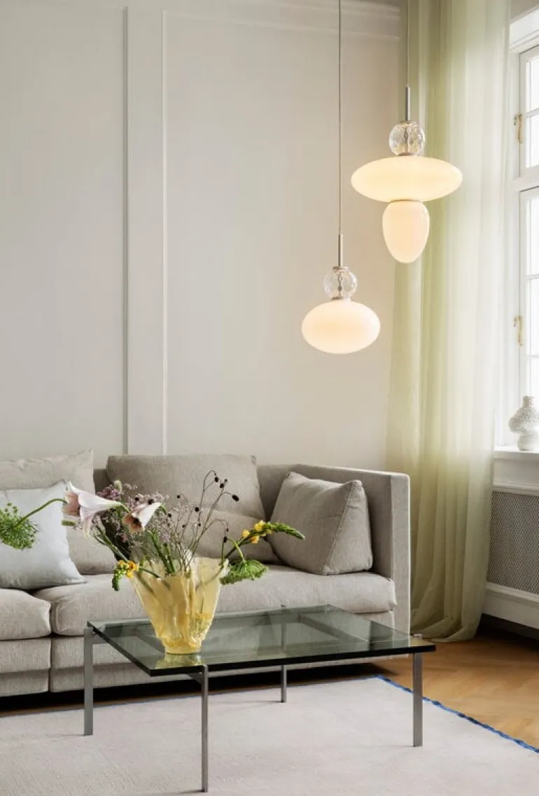 Nuura Rizzatto 43 pendant, satin silver - opal white