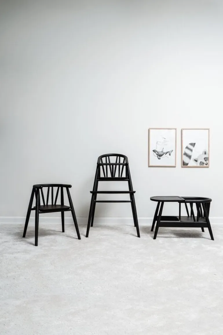 Oaklings Saga high chair, black stained oak