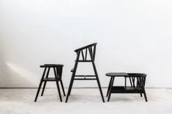 Oaklings Smilla toddler chair with tray, black stained oak