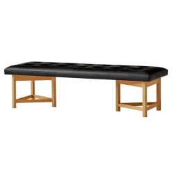 Ornäs Kolmiojalka bench, 180 cm, oak - black leather
