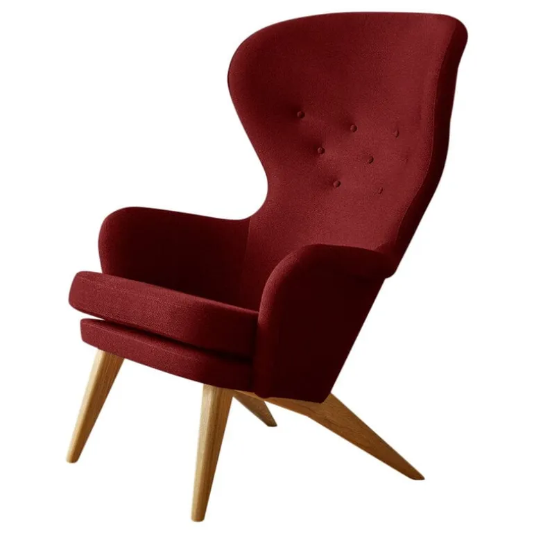 Ornäs Siesta lounge chair, oak - wine red Vidar 582