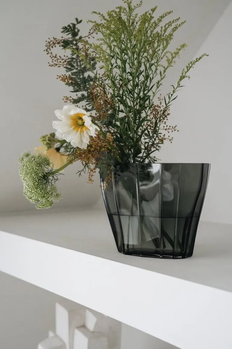 Orrefors Reed vase, 175 mm, clear smokey green