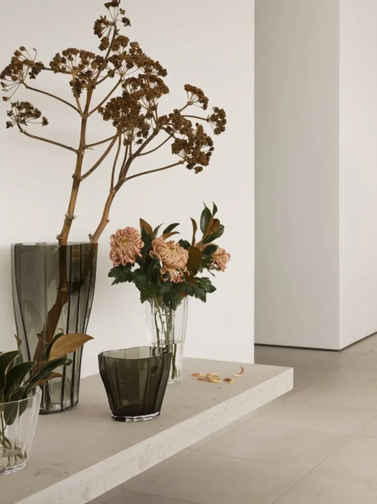 Orrefors Reed vase, 175 mm, clear smokey green