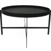OX Denmarq Deck table 80 cm, black leather - wood - black