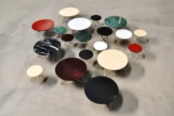 OX Denmarq Dining O table, 80 cm, black - white marble