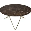 OX Denmarq O table, brass - brown marble