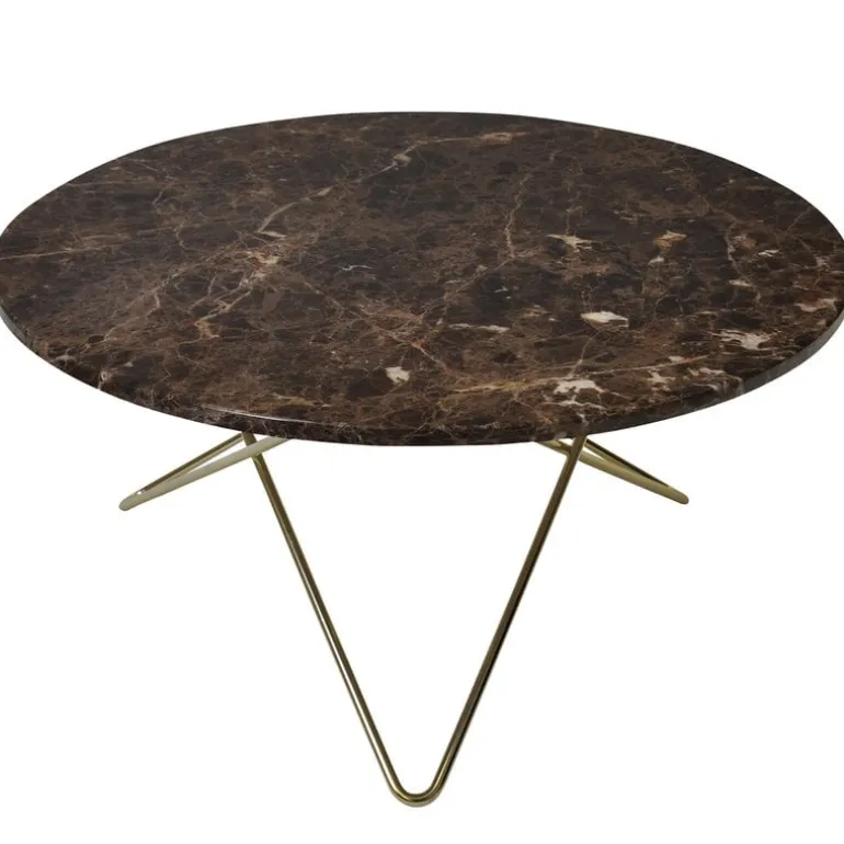OX Denmarq O table, brass - brown marble