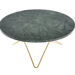 OX Denmarq O table, brass - green marble
