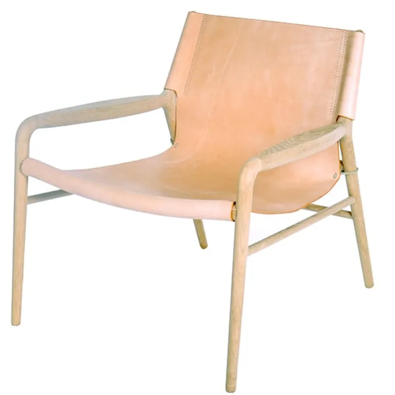 OX Denmarq Rama lounge chair, natural leather - soaped oak