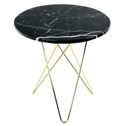 OX Denmarq Tall Mini O table, brass - black marble