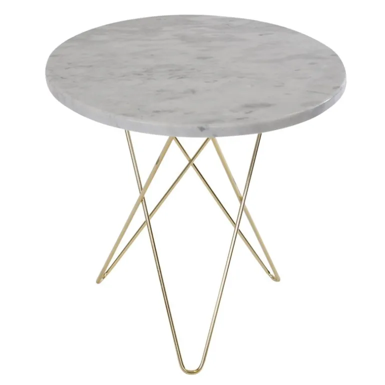 OX Denmarq Tall Mini O table, brass - white marble