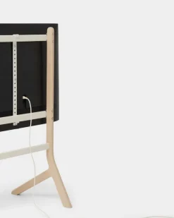 Pedestal Hopper TV stand, light oak