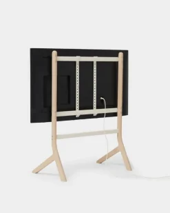 Pedestal Hopper TV stand, light oak