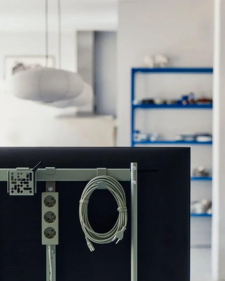 Pedestal Moon Rollin' TV stand, mossy green