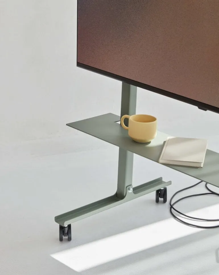 Pedestal Straight Rollin' TV stand, mossy green