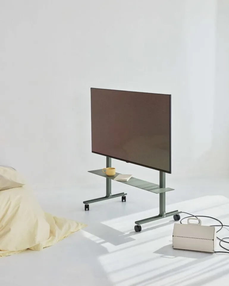 Pedestal Straight Rollin' TV stand, mossy green