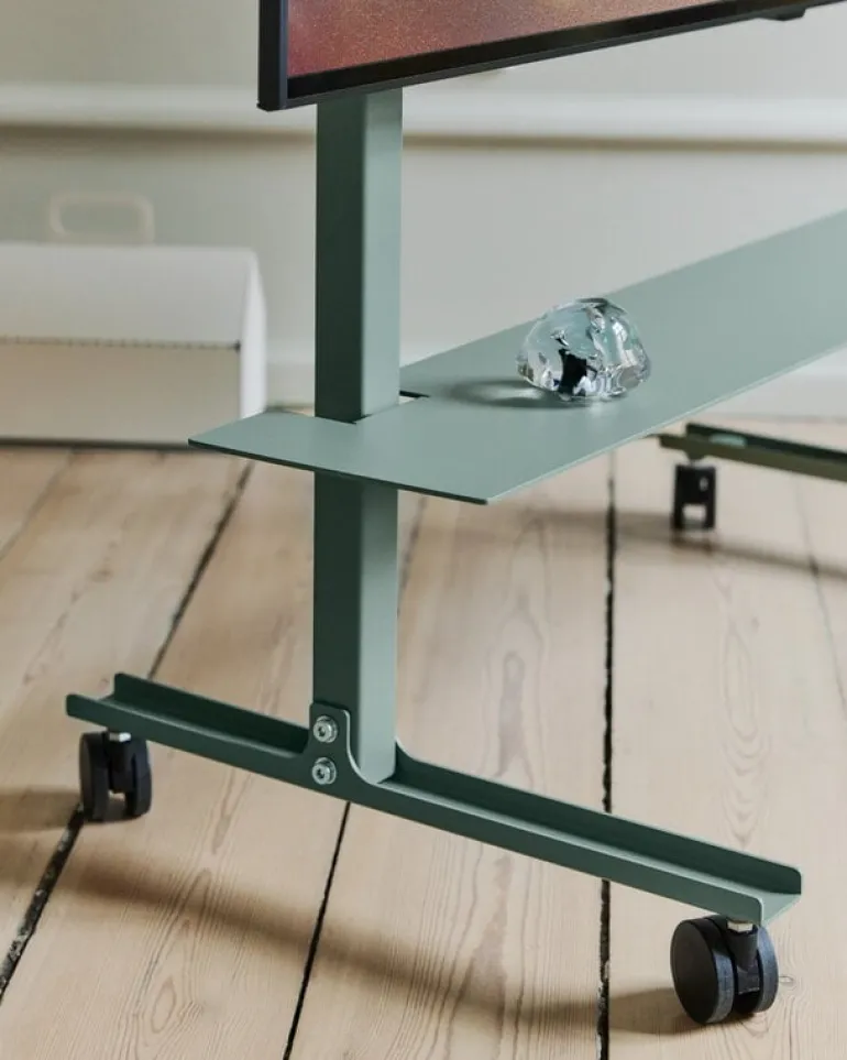 Pedestal Straight Rollin' TV stand, mossy green