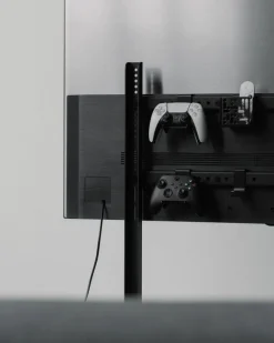 Pedestal Straight Rollin' TV stand, charcoal