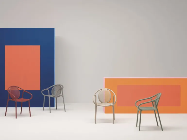 Pedrali Remind 3735r armchair, recycled plastic, grey